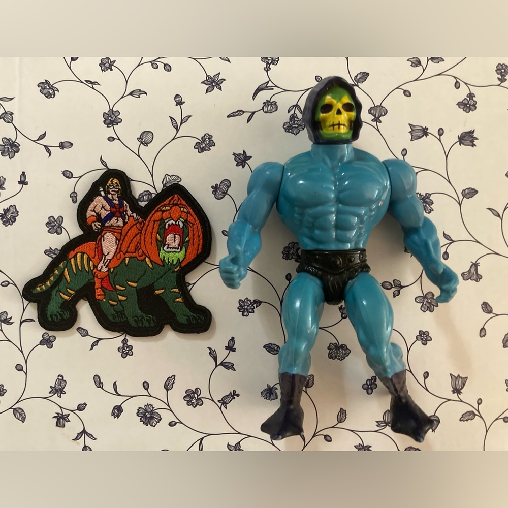 Heman Skeletor Figure with Battlecat Patch! 80s toys retro vintage